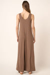 Dark Mocha Scoop Neck French Terry Jumpsuit