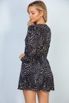 Long Sleeve Animal Print Dress with Built-In Shorts