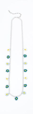 Seed Bead Flower Long Necklace