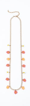 Seed Bead Flower Long Necklace