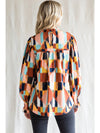 Abstract Print Mock Neck Top