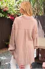Dusty Rose Long Gauze Button Top