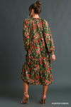Hunter Green Floral Print Tiered Maxi Dress