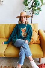 Hunter Green Sequin Pumpkin Patch Sweatshirt