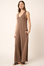 Dark Mocha Scoop Neck French Terry Jumpsuit