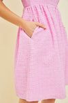 Lilac Pink Bubble Sleeve Mini Dress