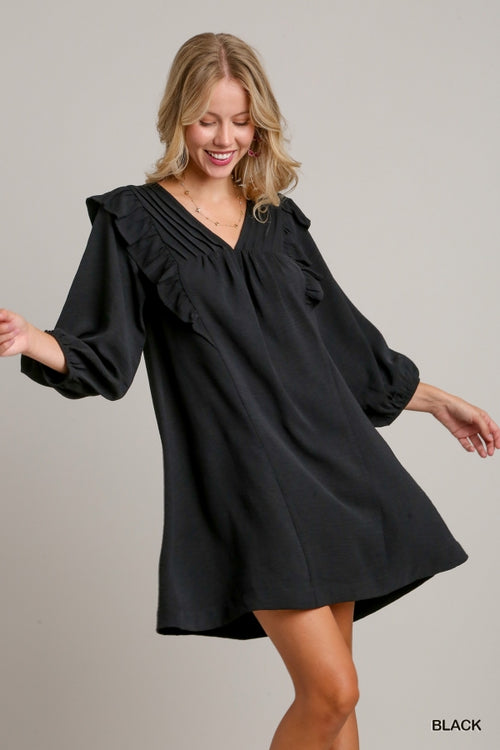 Long Sleeve Mini Dress with Ruffle Details