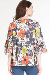Floral Print Ruffle Sleeve Knit Top