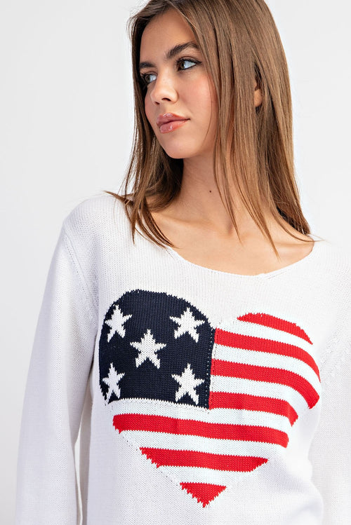 American Flag Heart Sweater