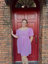 Lilac Pink Bubble Sleeve Mini Dress
