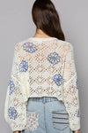 Ivory/Blue Floral Print Sweater