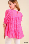 Floral Jacquard Tiered Babydoll Top