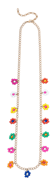 Seed Bead Flower Long Necklace