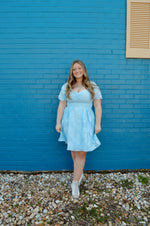 Powder Blue Summer Jacquard Dress