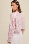 Pink Sequin Tweed Button Down Jacket