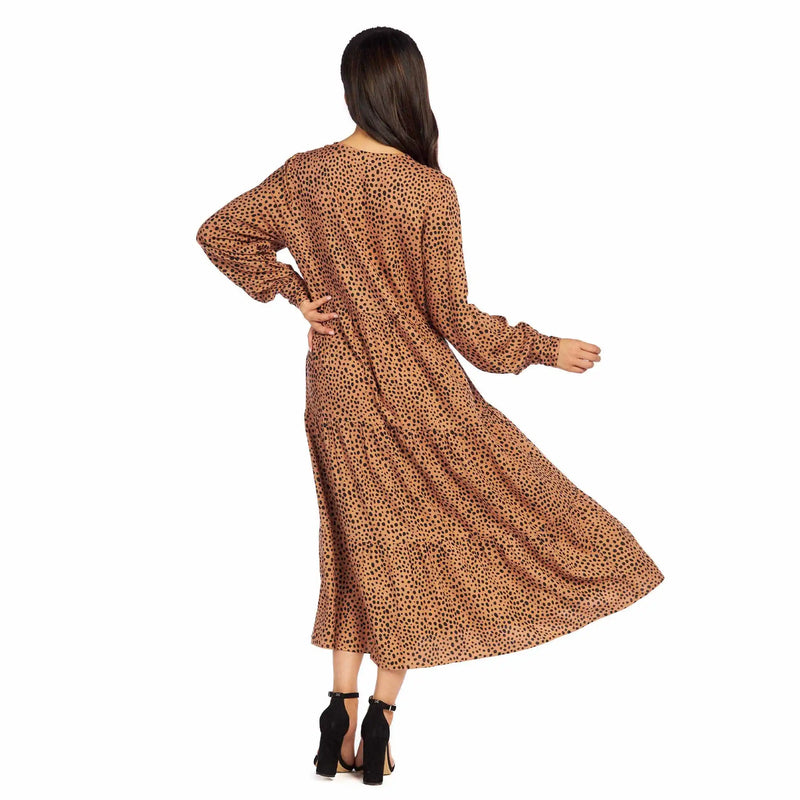 Tan Petal Tiered Maxi Dress