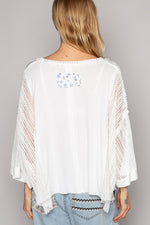 Off White Relaxed Fit Floral Print Sleeve Top