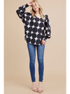 Black/White Dot Print Long Sleeve Top