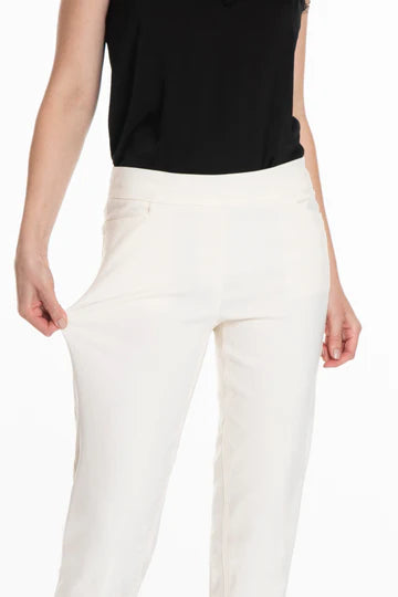 Ecru Pull On Ankle Pant with Pockets