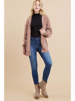 Taupe Textured Knit Cardigan