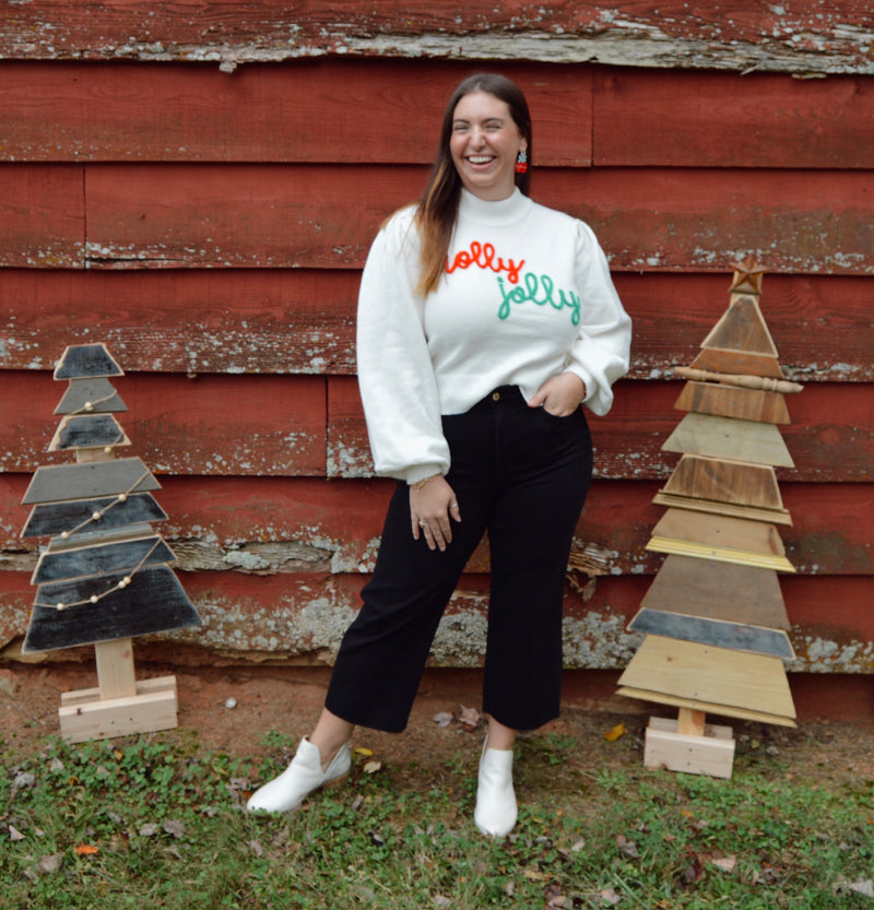 Holly Jolly Puff Sleeve Sweater Top
