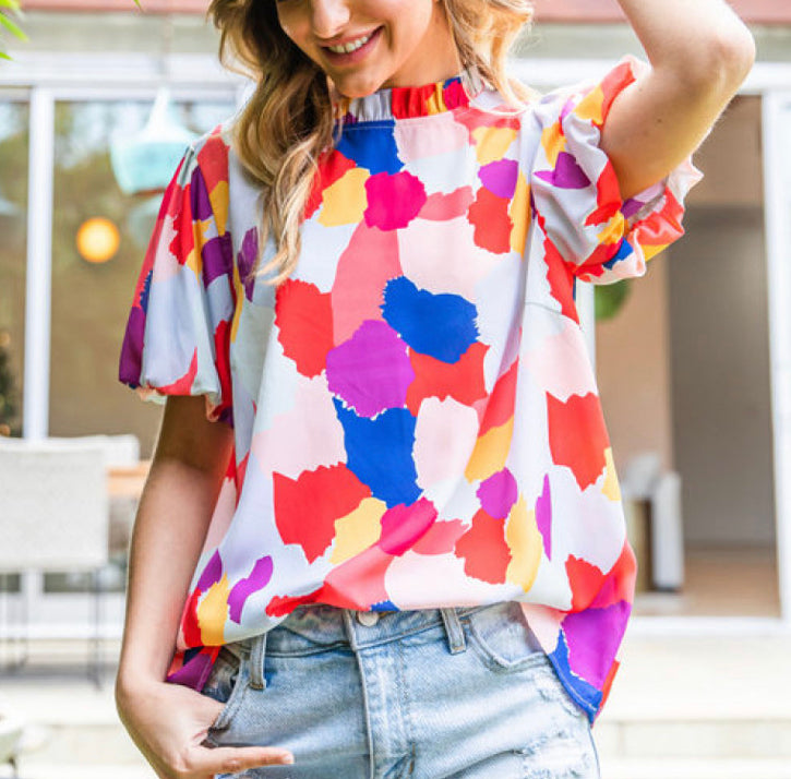 Multi Color Paint Printed Top