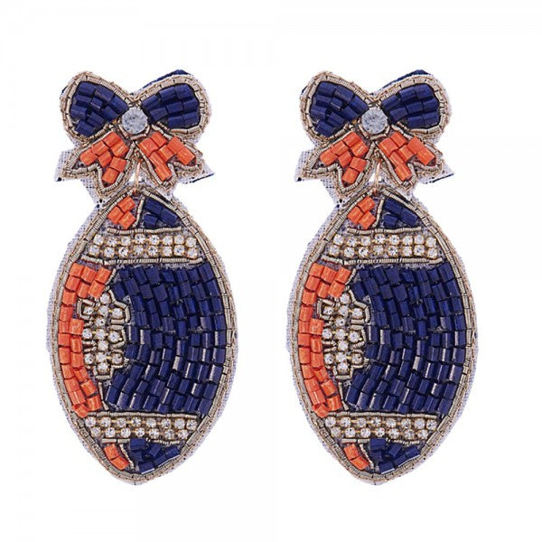 Seed Bead Game Day Football Earrings