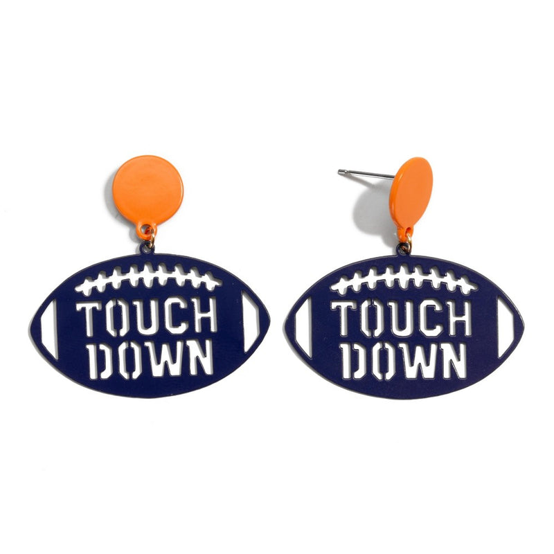 Stamped Touchdown Football Earrings
