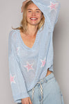 Sky Blue Star Print Lightweight Sweater