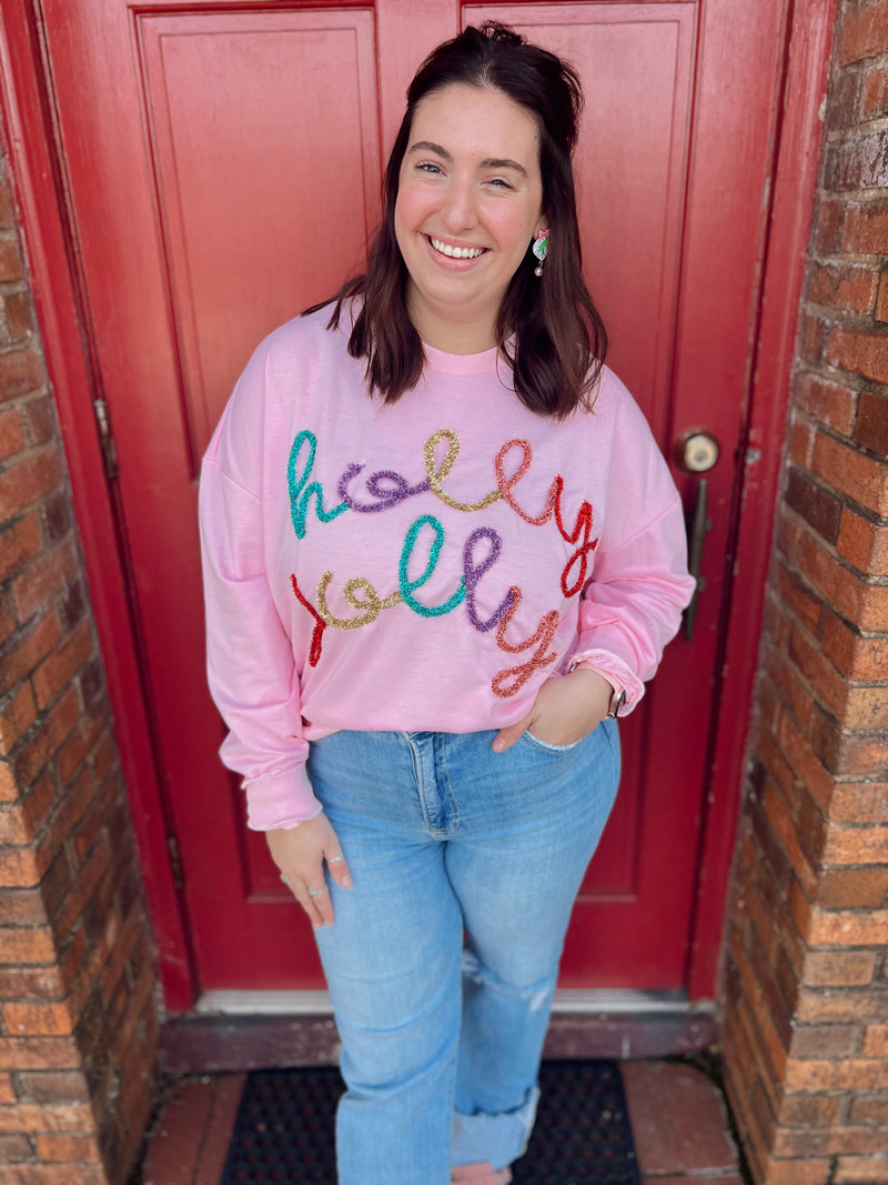 Pink Holly Jolly Sweatshirt