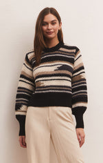 Black Asheville Stripe Pullover Sweater