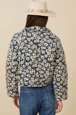 Daisy Print Curduroy Padded Jacket