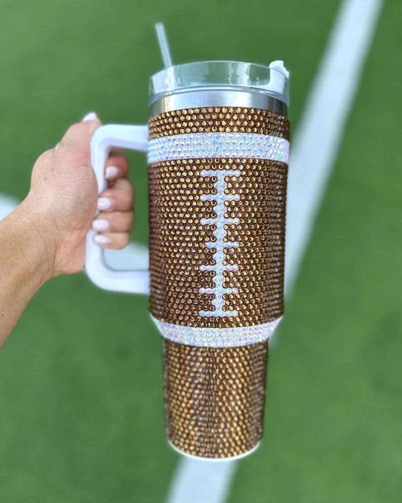 Crystal Football Blinged Out Tumbler