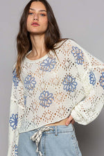 Ivory/Blue Floral Print Sweater