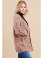 Taupe Textured Knit Cardigan