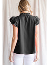 Frill Neck Ruffle Cap Sleeve Top