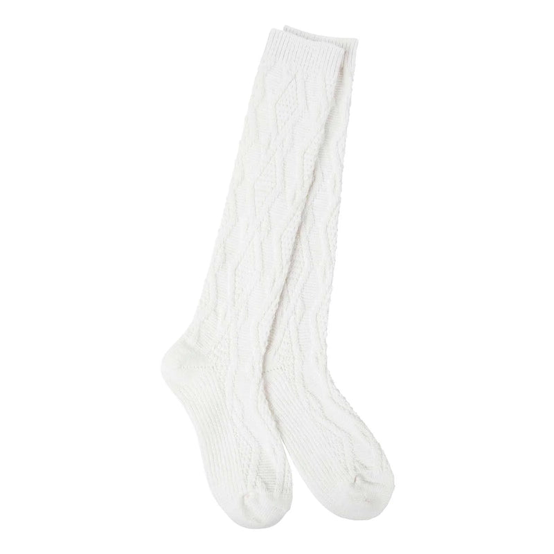 White Weekend Cable Knee High Socks