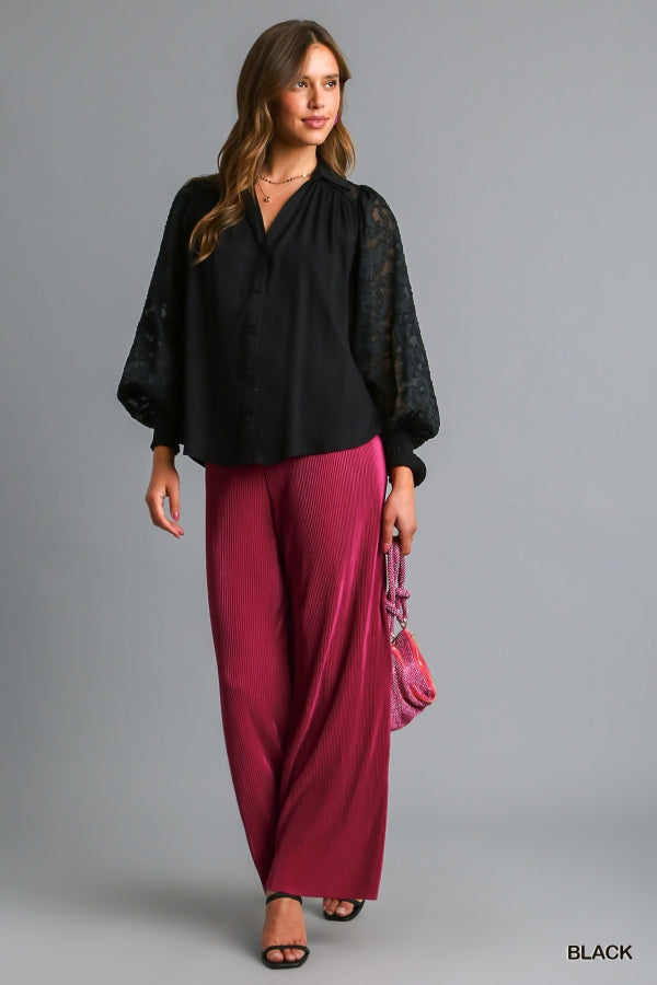 Floral Jacquard Button Down Top