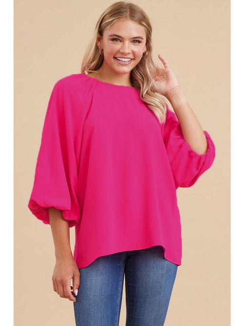 Solid Bubble Sleeve Top