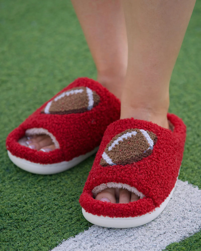 Red Cozy Plush Football Slippers
