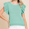 Summer Knit Top with Ruffle Sleeve