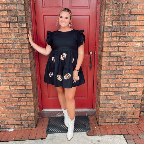 Black Sequin Football Dress