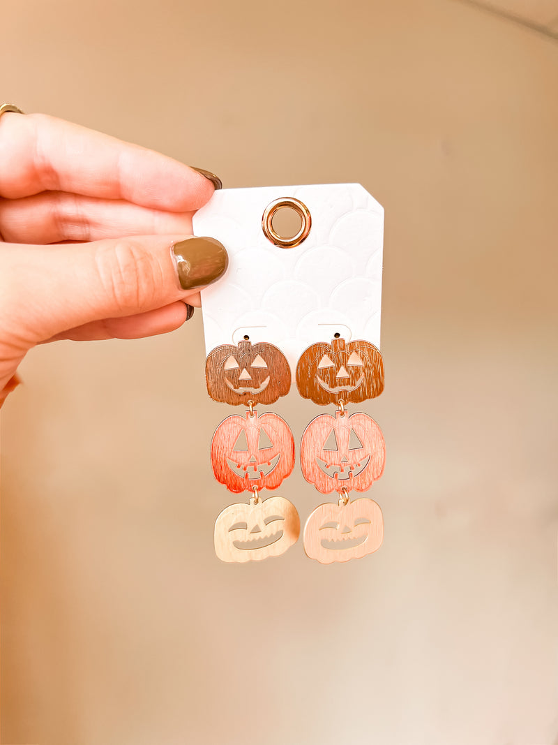 Metallic Tiered Pumpkin Earrings