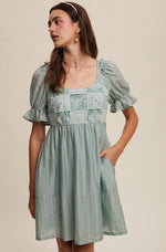 Aqua Mint Lace Babydoll Dress