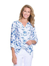 Bright Royal Tab Sleeve Tie Front Top