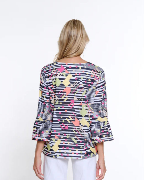 Pink/Green Abstract Top