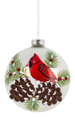 Glass Cardinal Ball Ornament