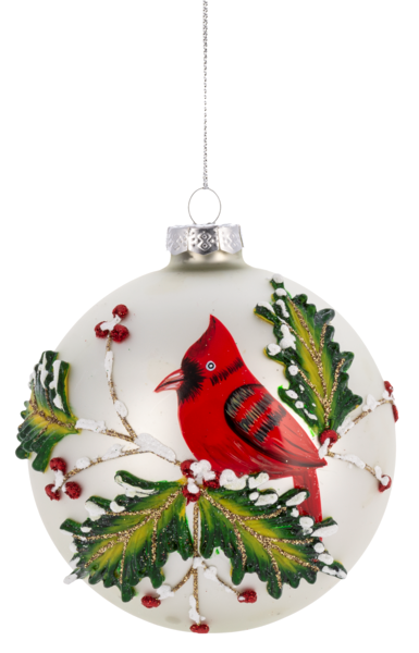 Glass Cardinal Ball Ornament