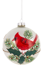 Glass Cardinal Ball Ornament