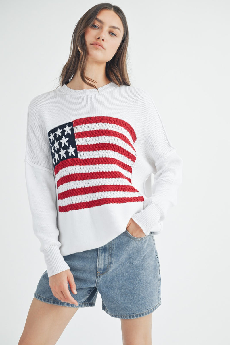 Off White American Flag Sweater